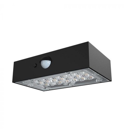 V-Tac 3W Solcelle væglampe LED - Sort, sensor, IP65