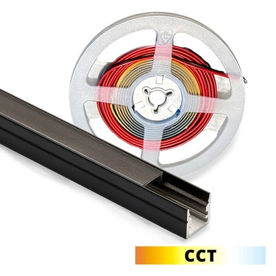 #3 - Profilsæt til akustikpanel inkl. CCT LED strip - CCT LED strip, komplet med sort cover og endestykker