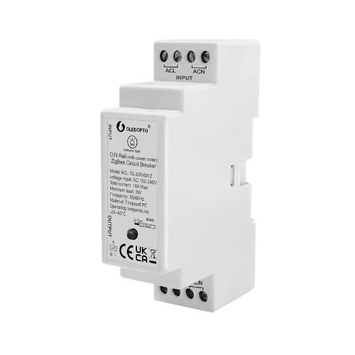 Gledopto ZigBee Pro relæ - DIN-skinne, Zigbee 3.0, 12A