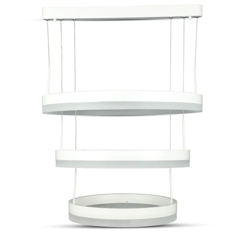 92W Dæmpbar lysekrone med 3 ringe - Ø60cm, Varm hvid, Blødt lys