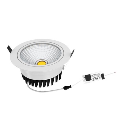 5W COB indbygningsspot - Hul: Ø7 cm, Mål: Ø8,5 cm, RA80, hvid kant, 2700K, 230V