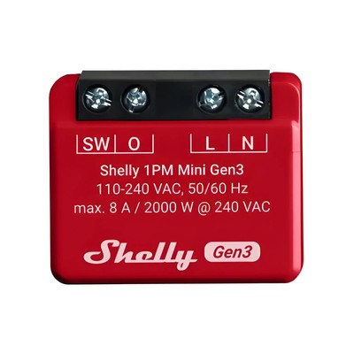 Billede af Shelly Plus 1PM Mini (GEN 3) - WiFI relæ med effektmåling (230VAC)