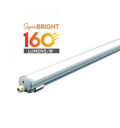 150cm 32W vandtæt komplet LED armatur, Gennemfortrådet - 5120lm, 160lm/W, IP65