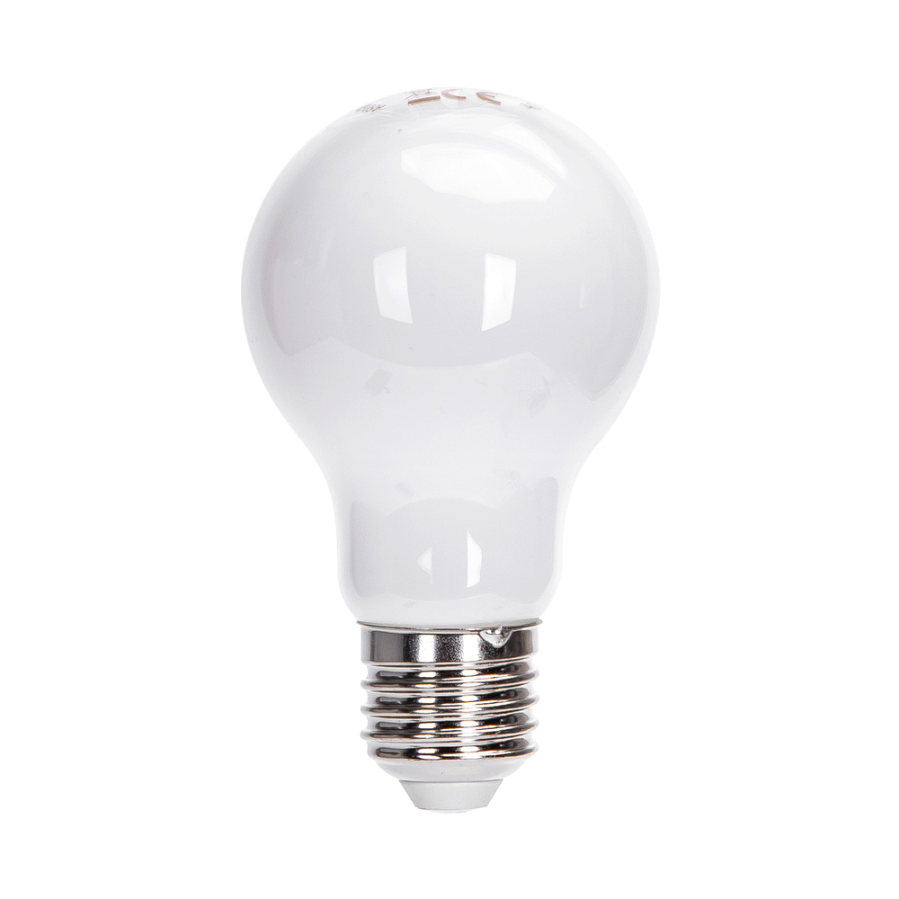 Outlet: Filament Pære A60, 8W, E27 - Mat Hvid - Kulør : Varm