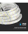 5m 9W/m stænktæt LED strip - 24V DC, IP65, 60 LED pr. meter