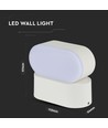 V-Tac 6W LED hvid væglampe - Oval, roterbar 350 grader, IP65 udendørs, 230V, inkl. lyskilde