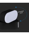 6W LED væglampe - IP65 udendørs, Oval, roterbar 350 grader, sort, inkl. lyskilde