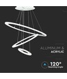 V-Tac 70W LED lysekrone med 3 ringe - Dæmpbar, blødt lys, Ø60 cm