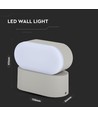 V-Tac 6W LED grå væglampe - Oval, roterbar 350 grader, IP65 udendørs, 230V, inkl. lyskilde