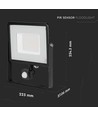 V-Tac 50W LED projektør med sensor - SMD, Samsung LED chip