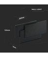 V-Tac 12W LED sort væglampe - IP20 indendørs, 230V, inkl. lyskilde