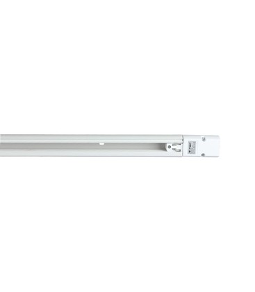 Hvid 2 meter skinne til skinnespots komplet med tilslutning og endeprop.